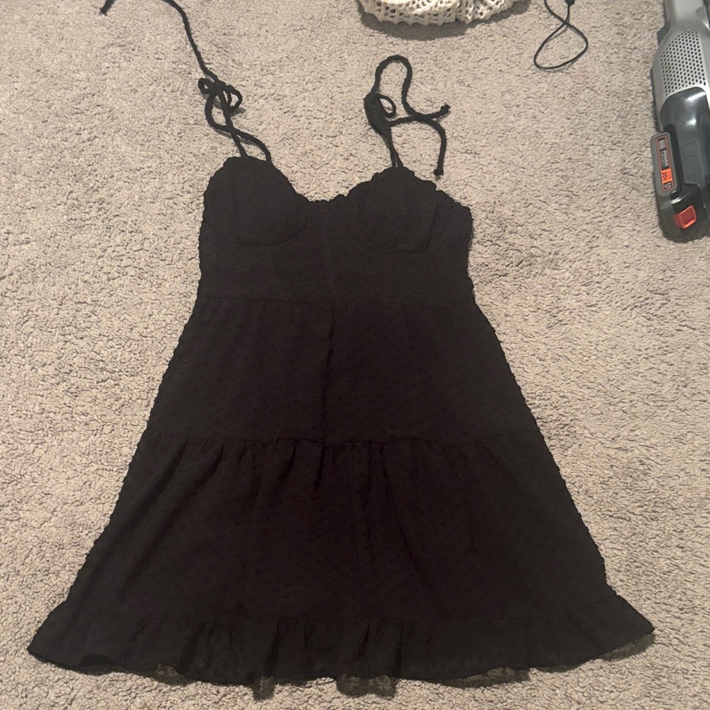 Black Sleeveless Dress with Tie Straps